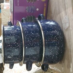 Enamel casserole set of 3 blue color